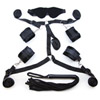 Surrender control over your pleasure with this complete BDSM set featuring a soft-touch bed restraint kit, a double-sided blindfold, and a faux leather flogger. Surrender control over your pleasure with this complete BDSM set featuring a soft-touch bed restraint kit, a double-sided blindfold, and a faux leather flogger.