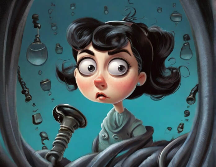 An image from Bunnyholez showing a woman with a puzzled expression holding a handheld pump device.